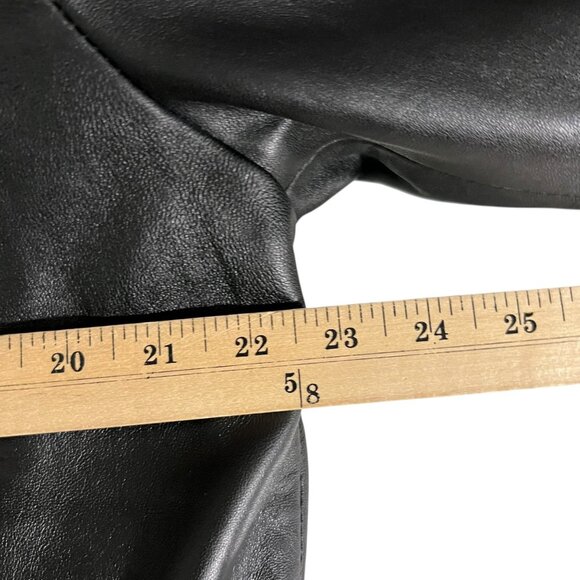 The Leather Factory Women's Black Leather Bomber Moto‎ Jacket Size Large - Picture 7 of 11